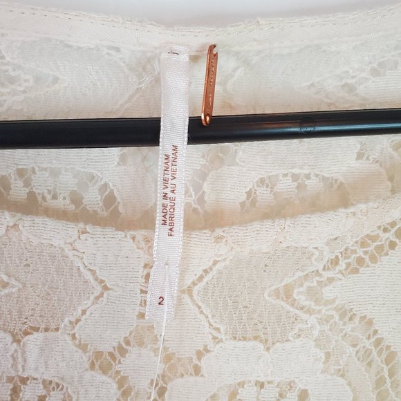 Free People Women's Walking to the Sun Cream Lace Dress Size 2 - Picture 10 of 13